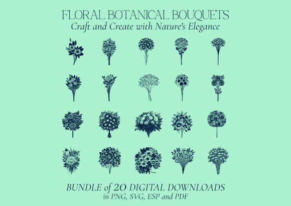 20 Bouquets, Floral Botanical Bundle
