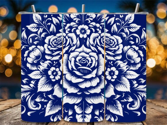 Blue Floral Damask Art