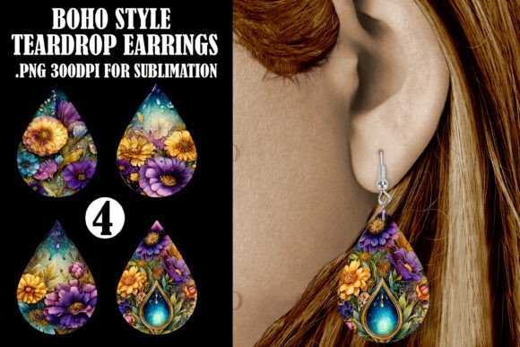 Boho Floral Teardrop Earring Designs S1