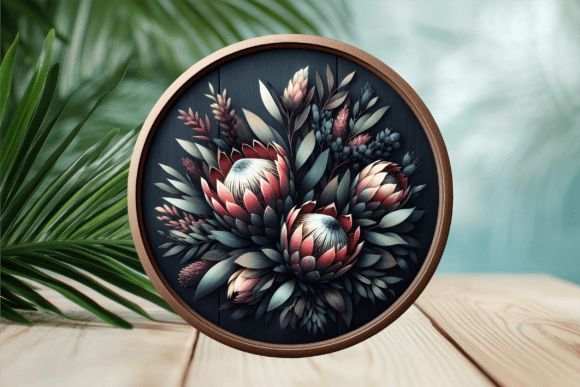 Dark Floral Protea Bouquet Door Sign