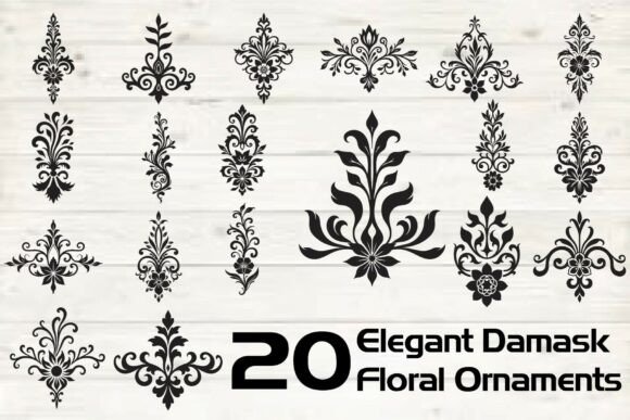 Elegant Damask Floral Ornaments