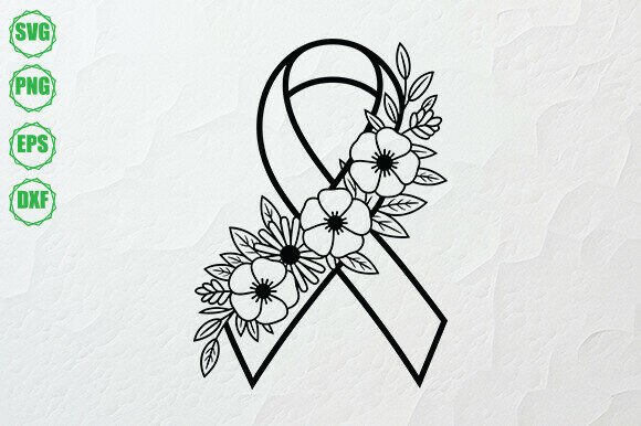 Floral Breast Cancer Awareness Ribbon