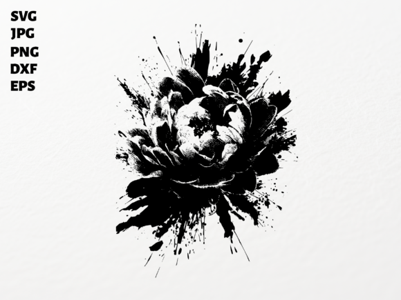 Grungy Peony Flower SVG for Cricut Subli