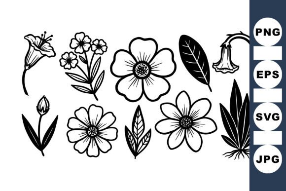 Hand Drawn Floral Line Art Set