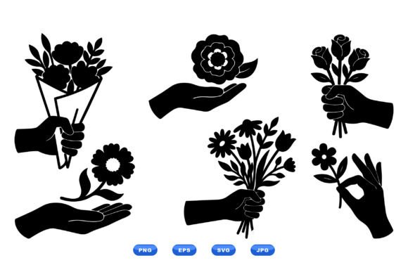 Hand Holding Floral Silhouettes