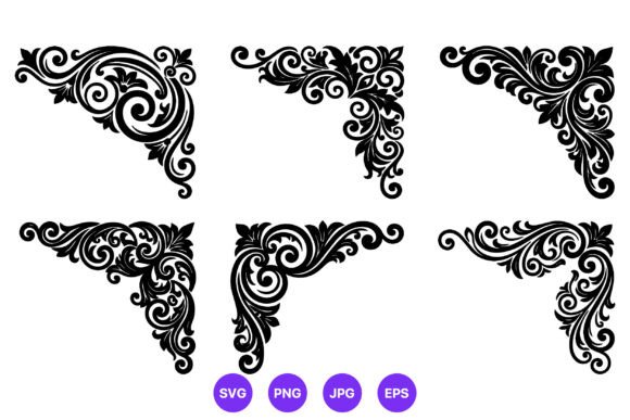 Ornamental Black Floral Corner Vector