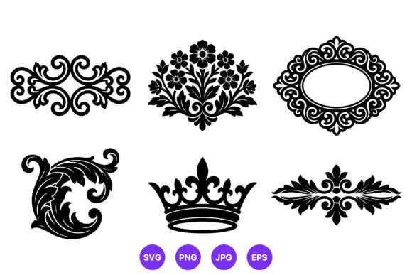 Ornamental Floral Frame Crown Swirl