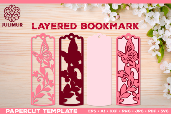 Papercut Layered Bookmark SVG Template