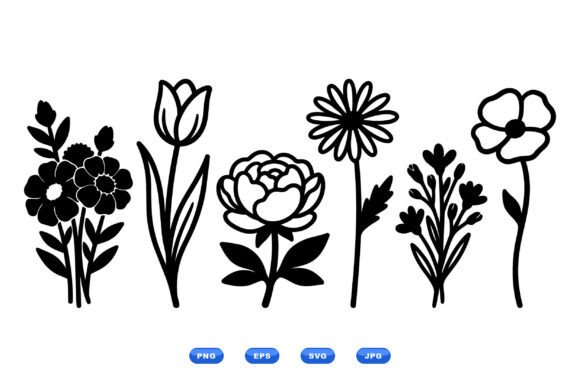 Silhouette Floral Vector Icons