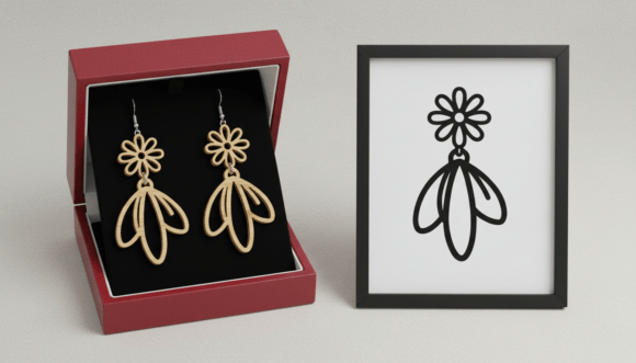 Simple Floral Drop Earring Laser Cut