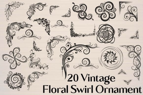 Vintage Floral Swirl Ornament Bundle